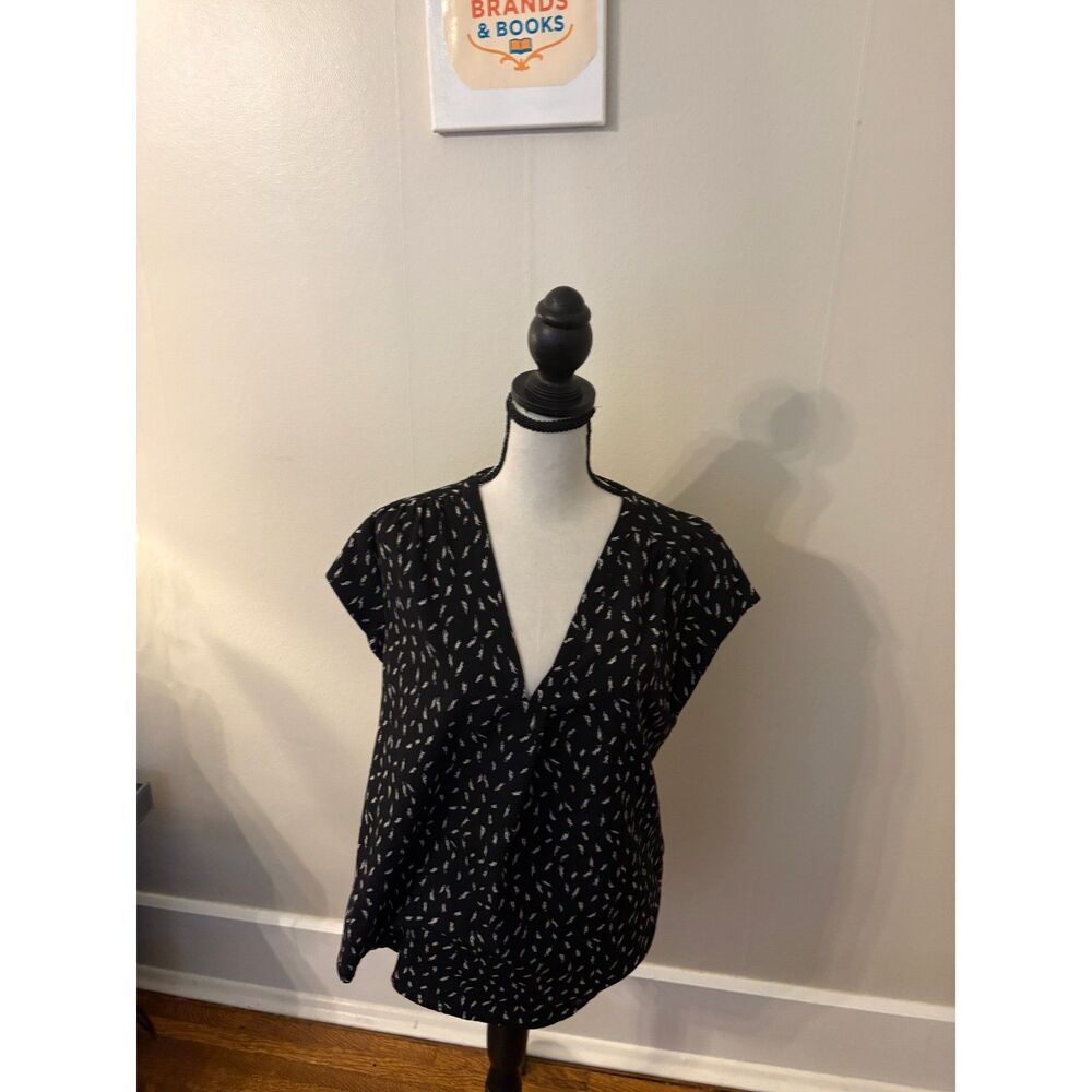 Fun 2 Fun Black Printed Surplice Blouse – Women’s Top